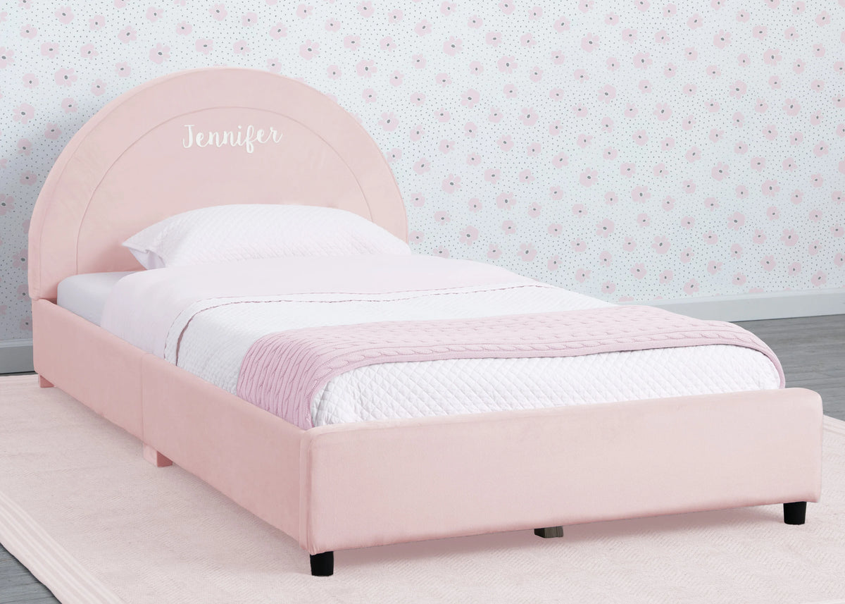 Personalized Upholstered Twin Bed with Round Headboard