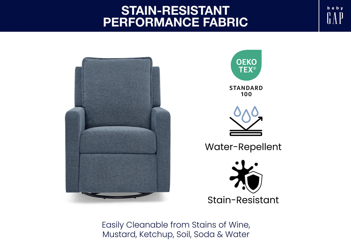 Harlowe Power Recliner and Swivel Glider with USB-A and Type-C Ports in Stain-Resistant Performance Fabric