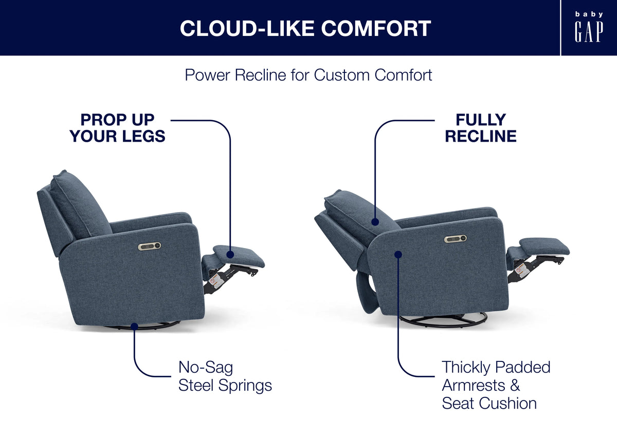 Harlowe Power Recliner and Swivel Glider with USB-A and Type-C Ports in Stain-Resistant Performance Fabric
