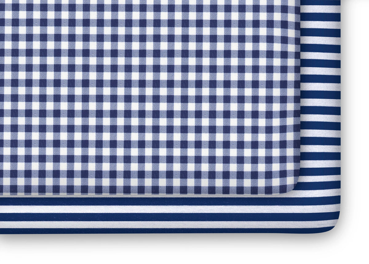 Blue Gingham Fitted Crib Sheets - 2 Pack