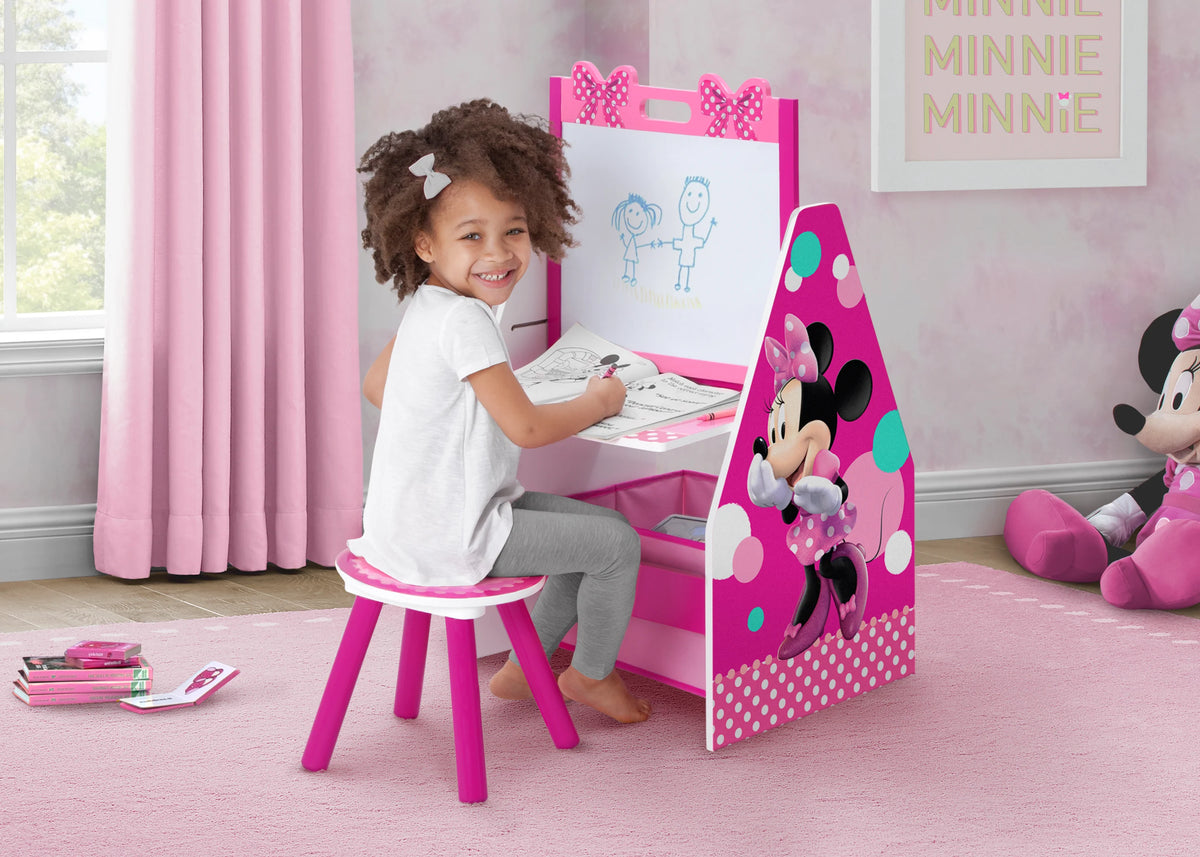 Minnie Mouse Deluxe Kids Art Table - Easel, Desk, Stool, Toy Organizer