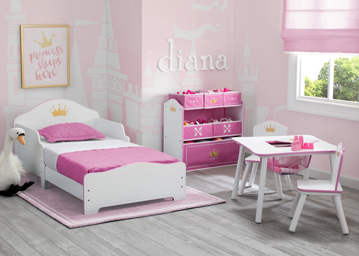 Princess Crown Kids Chair Set and Table, White/Pink