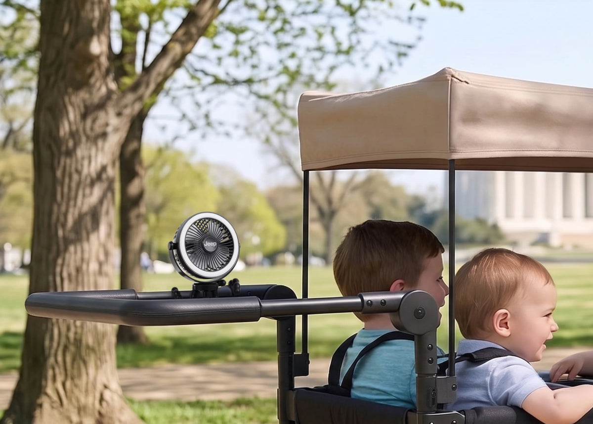 Portable LED Stroller Fan with Light & Flexible Legs