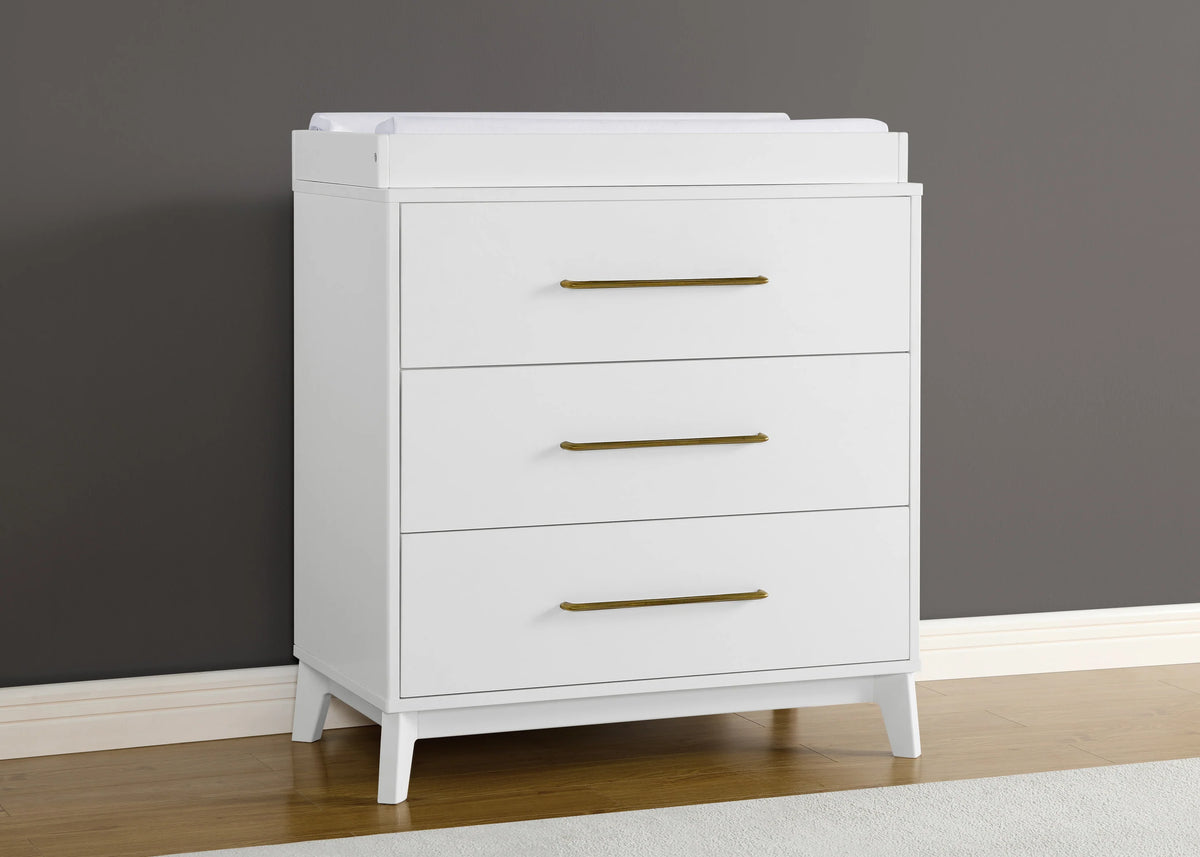 Spencer 3 Drawer Dresser with Changing Top and Interlocking Drawers