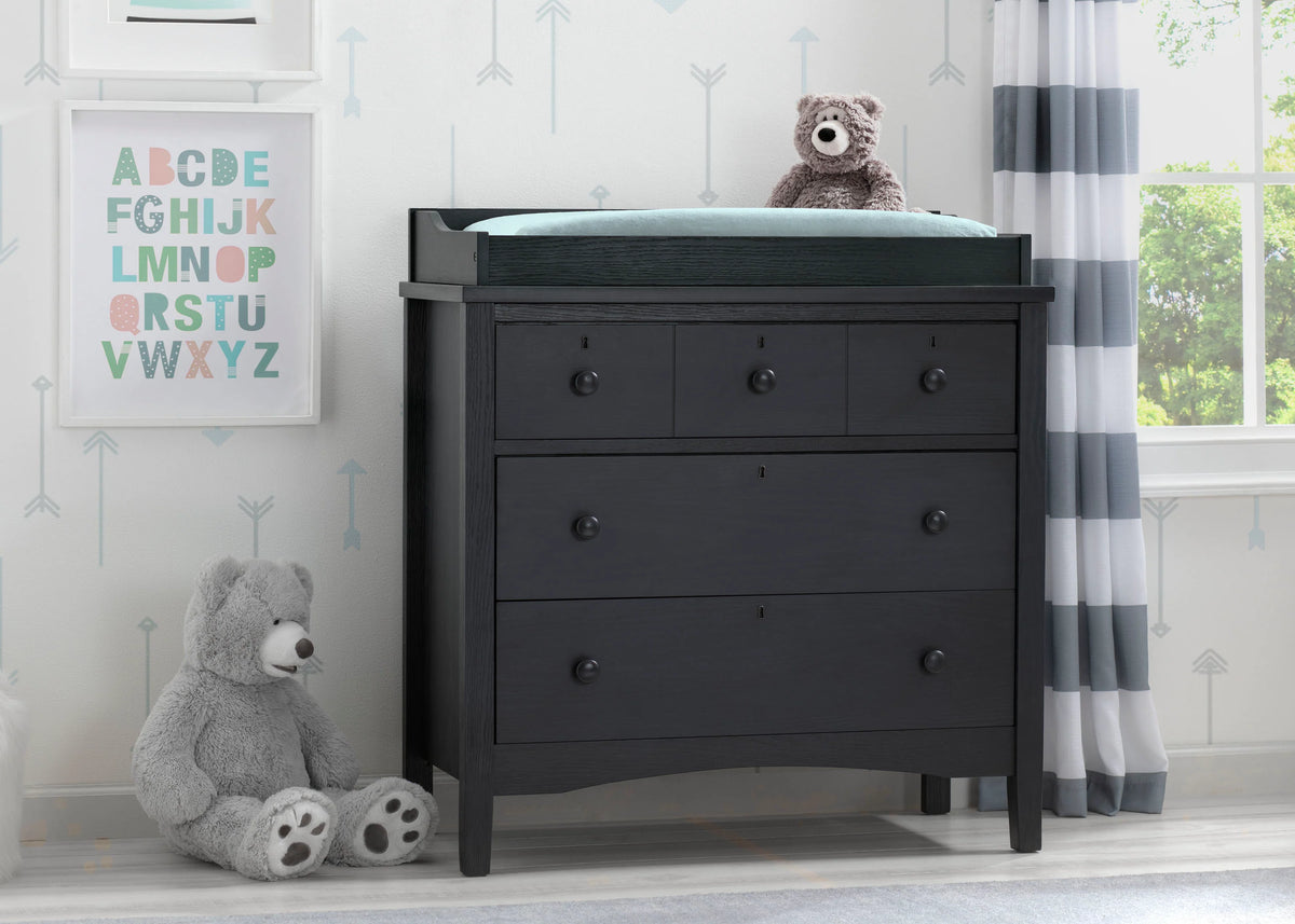 Farmhouse 3 Drawer Dresser with Changing Top and Interlocking Drawers